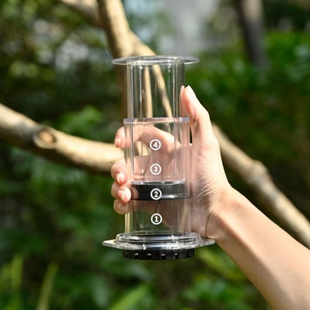 Camping Cooking Can - Cafetera Portátil Estilo Francés, Antideslizante, Transparente,