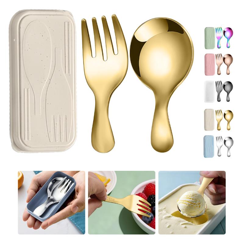 Camping Cooking And Cutlery Set - Juego de vajilla de acero inoxidable,