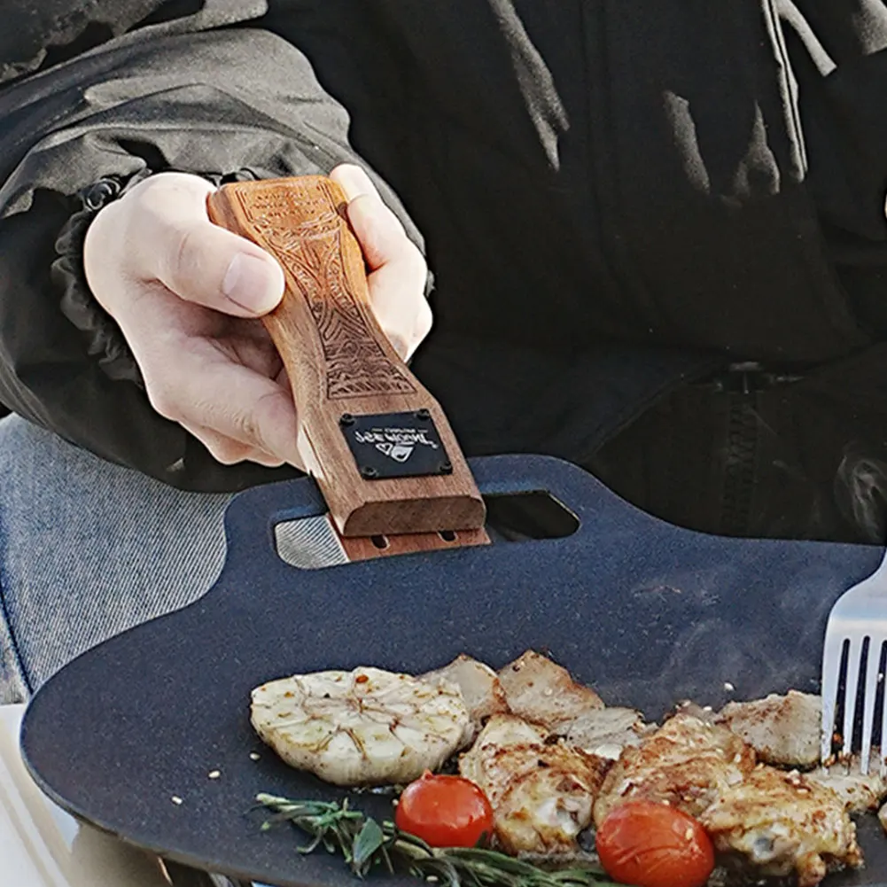 Camping Cooking Disc - Sartén de madera natural para exteriores