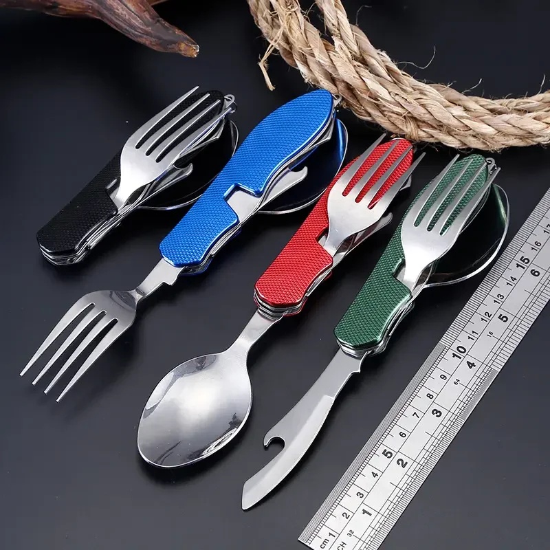 Camping Cooking And Cutlery Set - Cuchillería de Acero Inoxidable 4 en