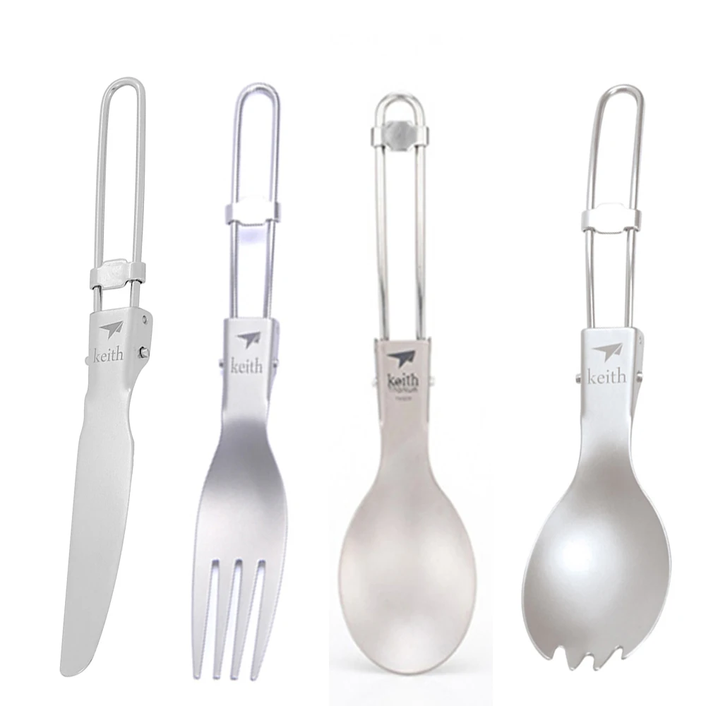 Camping Cooking And Cutlery Set - Keith-cuchara plegable de titanio para exteriores,