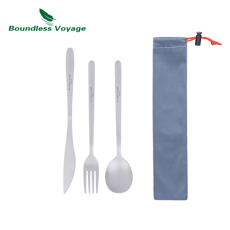 Camping Cooking And Cutlery Set - Boundless Voyage-Juego de cena de titanio,