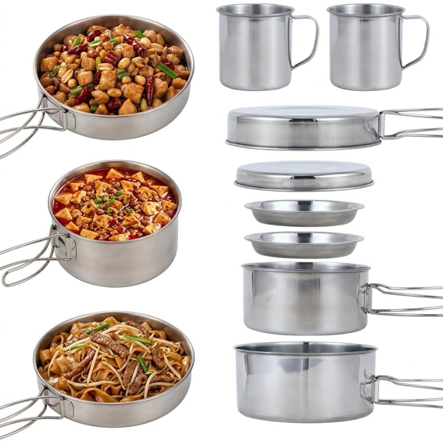 Camping Cooking Set With Kettle - Juego de Utensilios de Cocina Portátiles