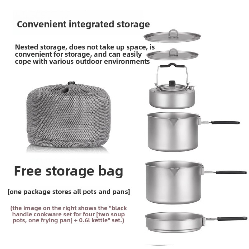Juego de ollas de titanio puro - Camping Cooking Set With Kettle reseña y precio