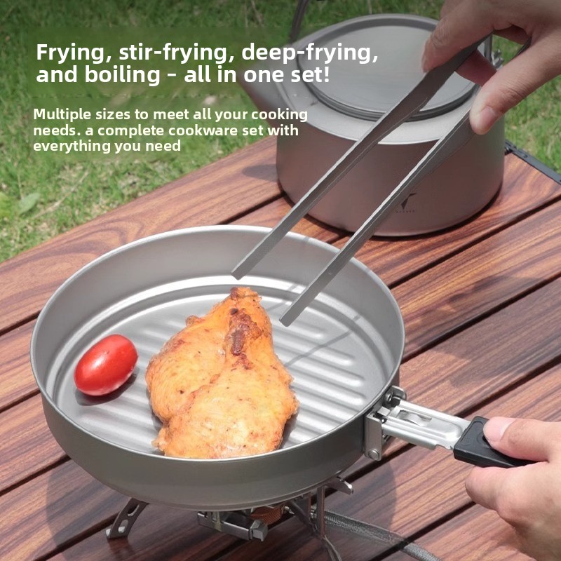Juego de ollas de titanio puro - Camping Cooking Set With Kettle reseña y precio