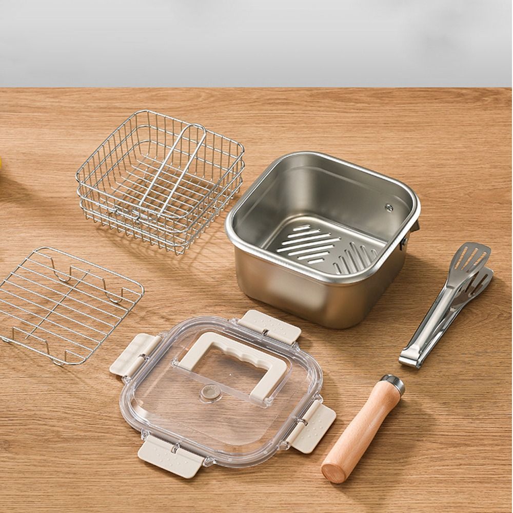 Sartén portátil de acero inoxi - Camping Cooking Utensils Storage reseña y precio