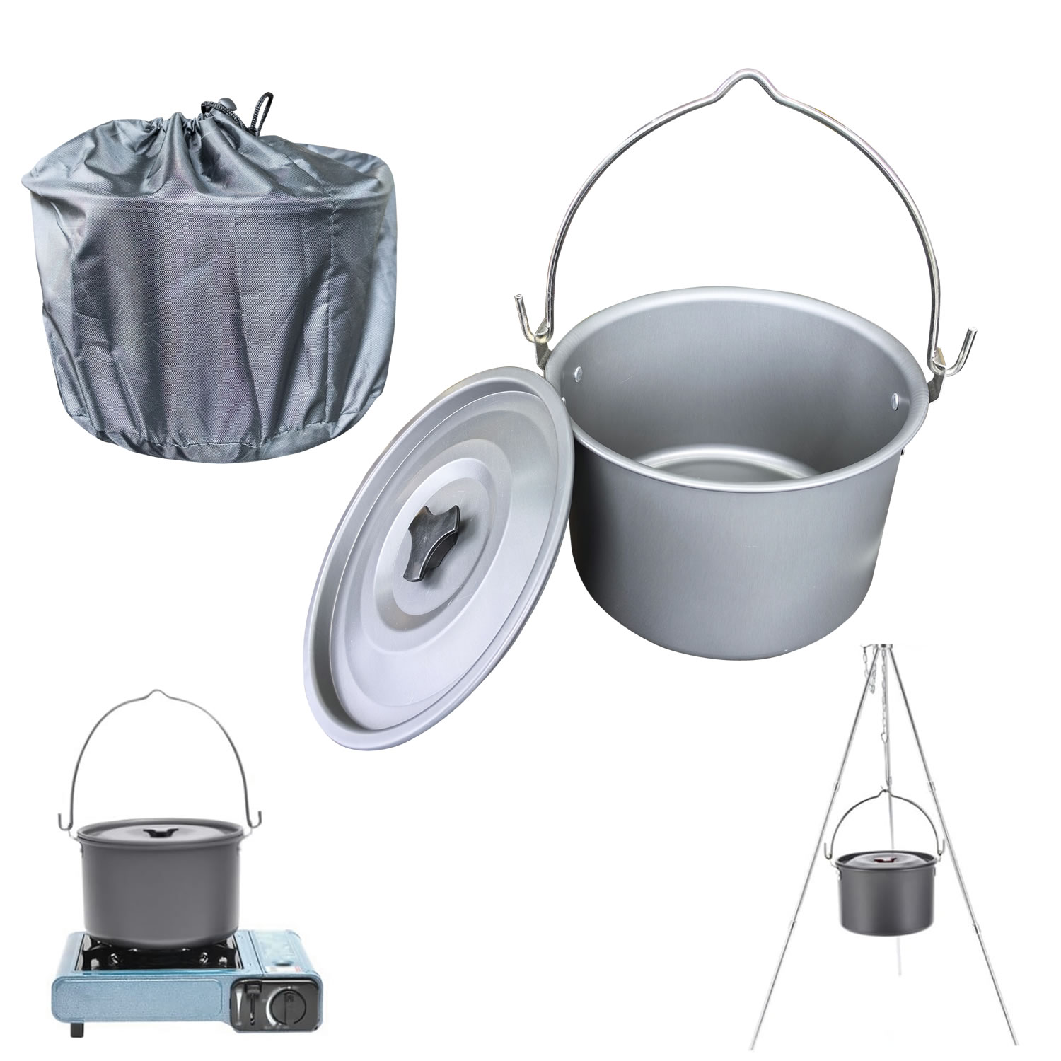 Olla Colgante para Exteriores  - Camping Hanging Cooking Pot reseña y precio