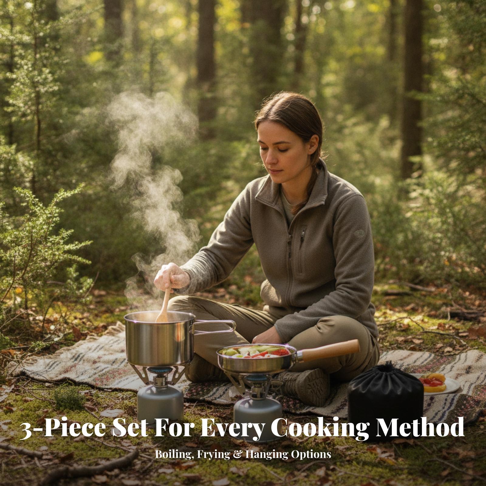 Olla de acero inoxidable 304 p - Camping Cooking Set With Kettle reseña y precio