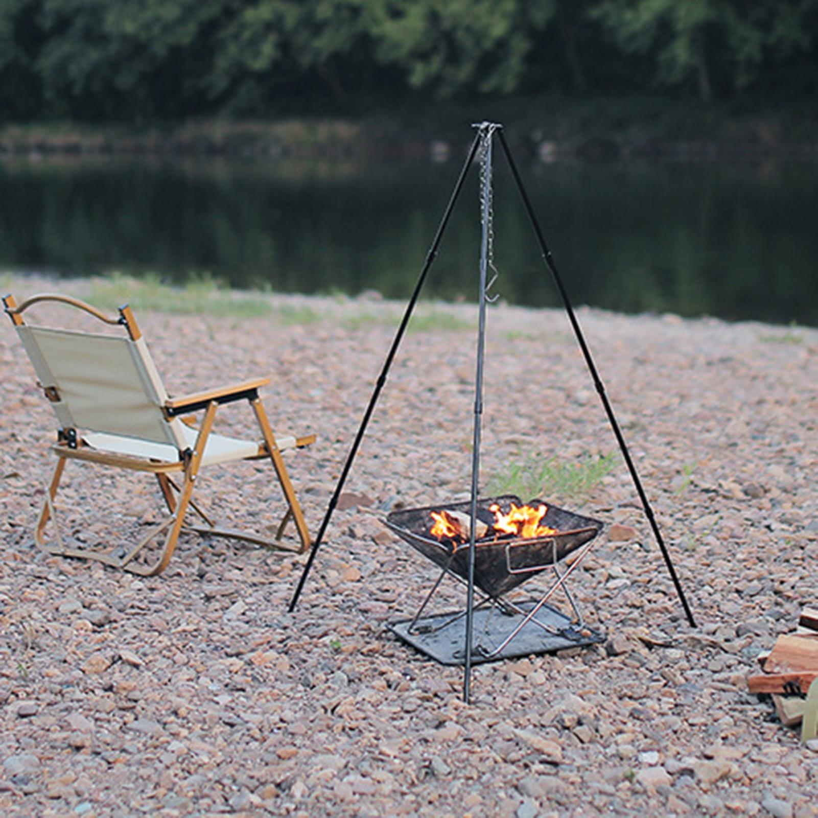 Trípode Grande para Fogatas al - Camping Hanging Cooking Pot reseña y precio