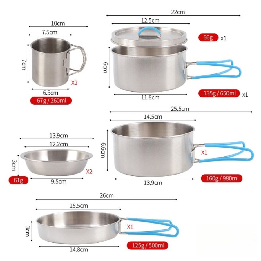 Juego de Utensilios de Cocina  - Camping Cooking Set With Kettle reseña y precio